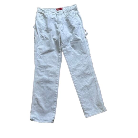 DICKIE'S Carpenter Jeans White Cargo Pants Straight Leg Women's Size Small 5 /27 - Picture 1 of 9